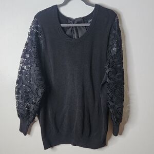 Torrid Lace Balloon Sleeve Sweater Black Size 3